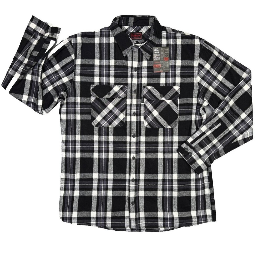 Five Brother Flannel Shirt Mens XL Tall XLT Gray Plaid Heavyweight Button Up NWT
